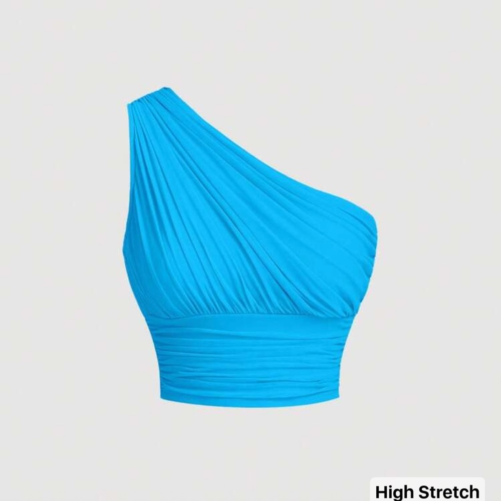 SHEIN Blue One-Shoulder Crop Top